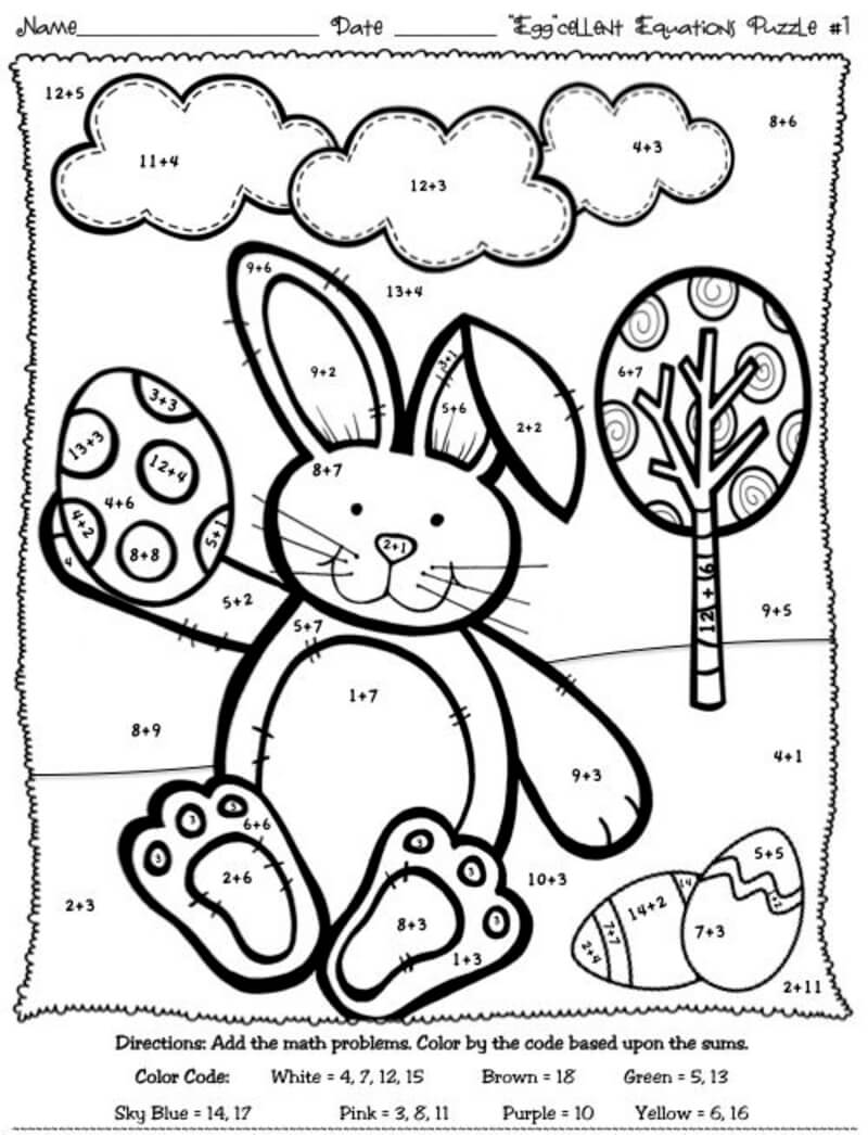 Funny easter bunny color by number