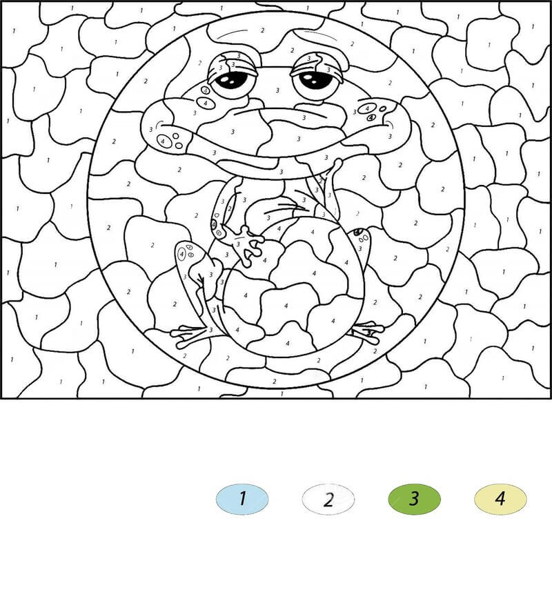 Funny Frog color by number