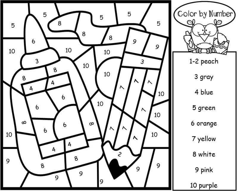 Glue and pencil color by number