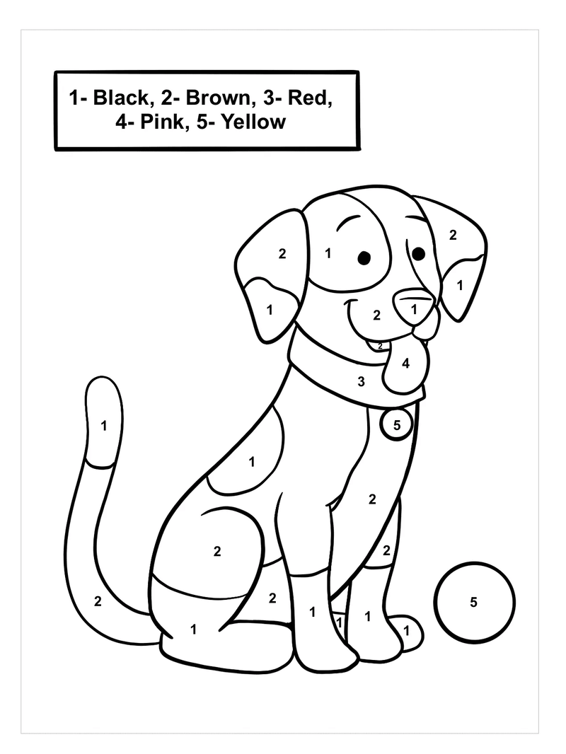 Good Puppy and it ball color by number