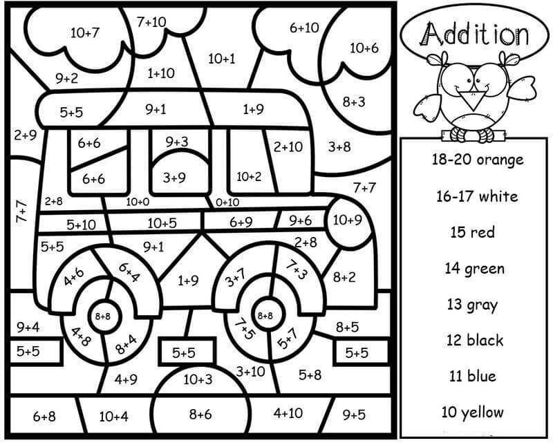 Good school bus color by number