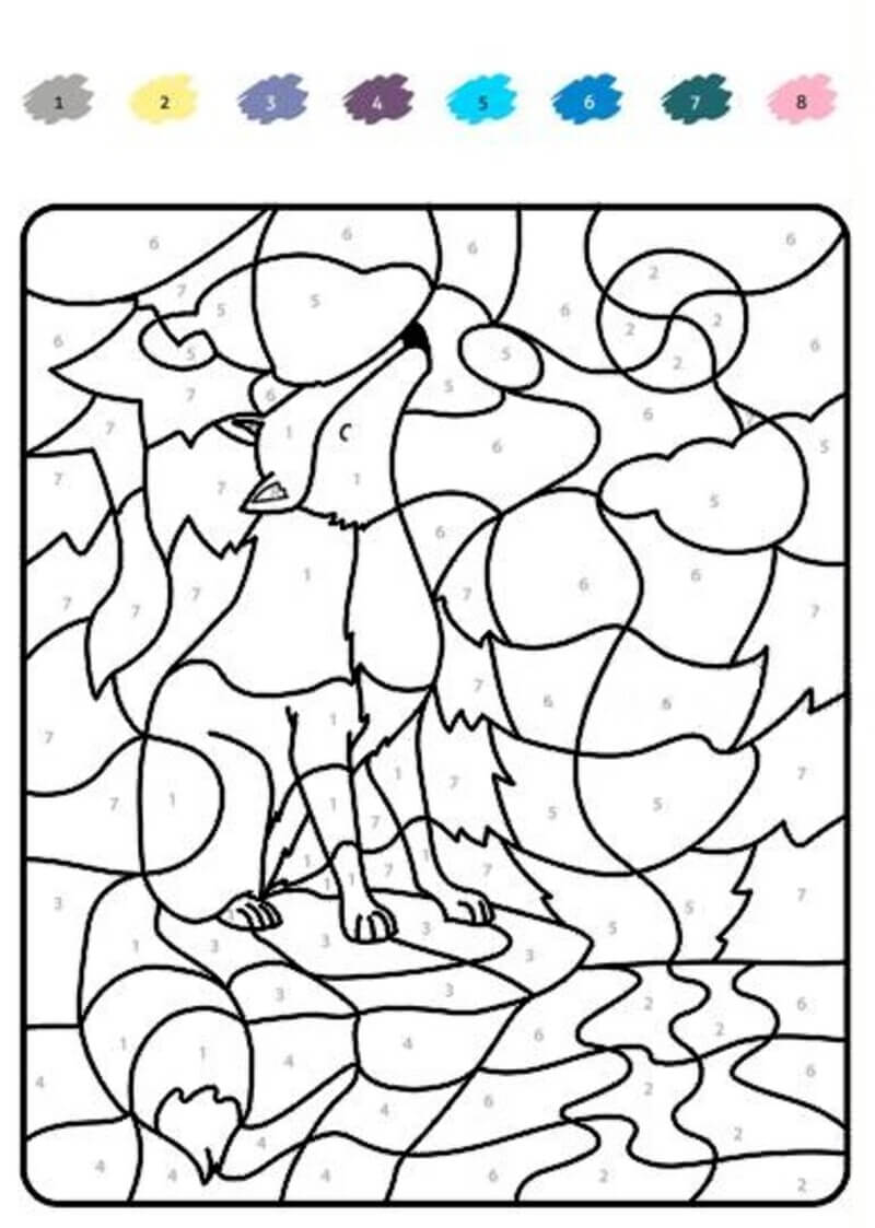Grey Wolf color by number