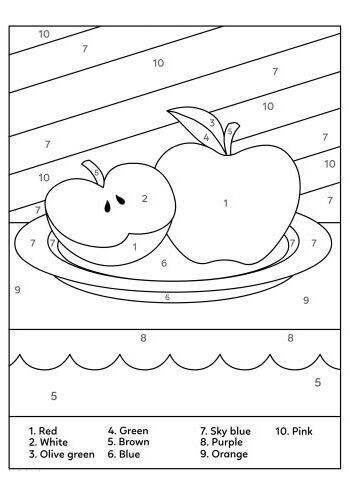 Half an Apple color by number
