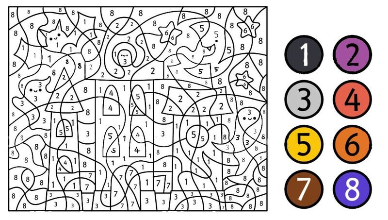 Halloween Castle color by number