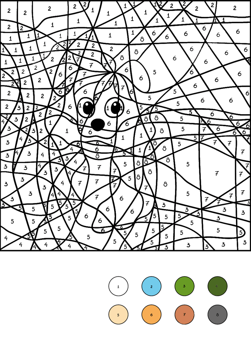 Happy Puppy color by number