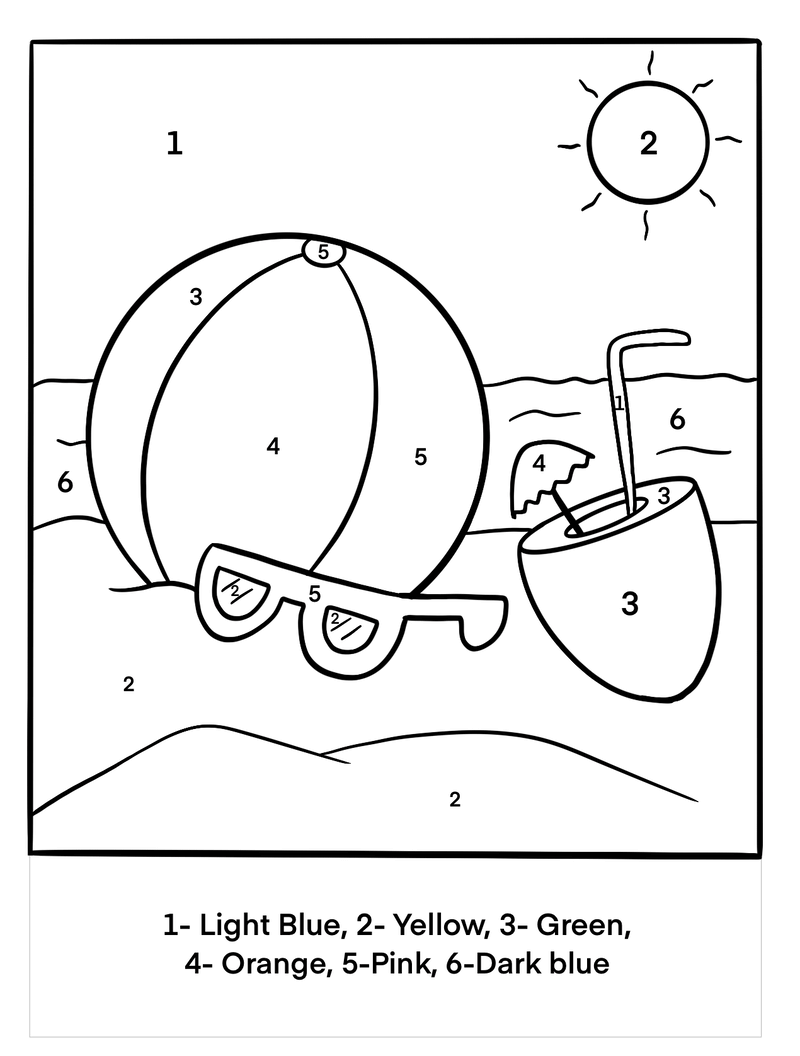 Hot summer on beach color by number