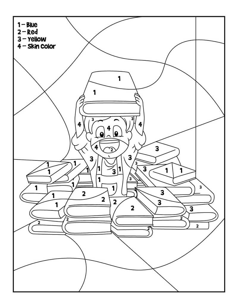Library Books color by number