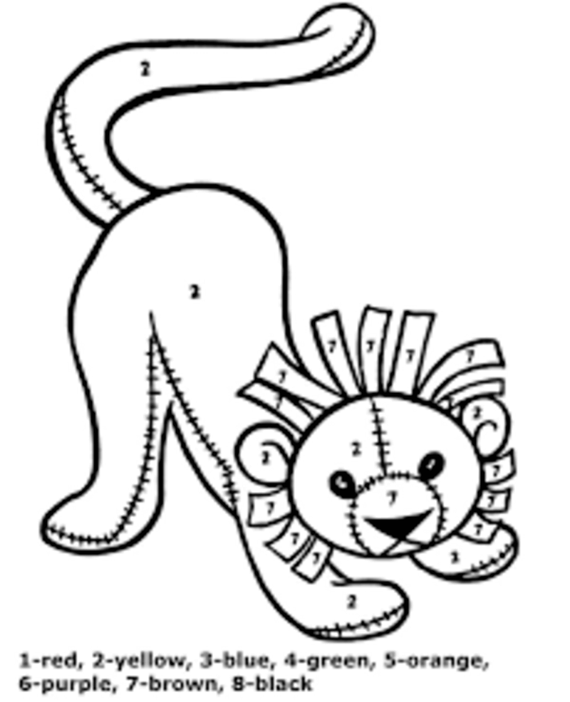 Lion toy color by number