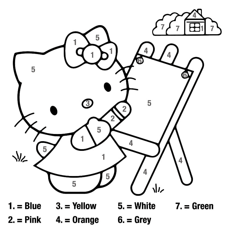 Lovely Hello Kitty color by number