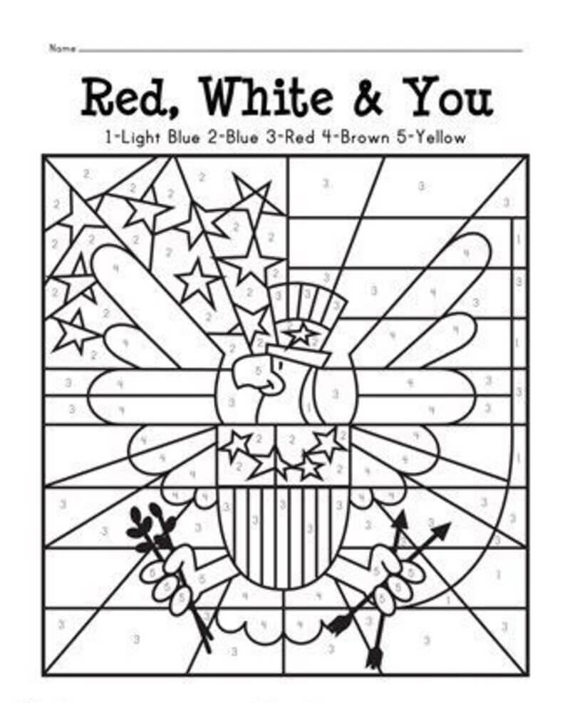Memorial day with the Eagle color by number