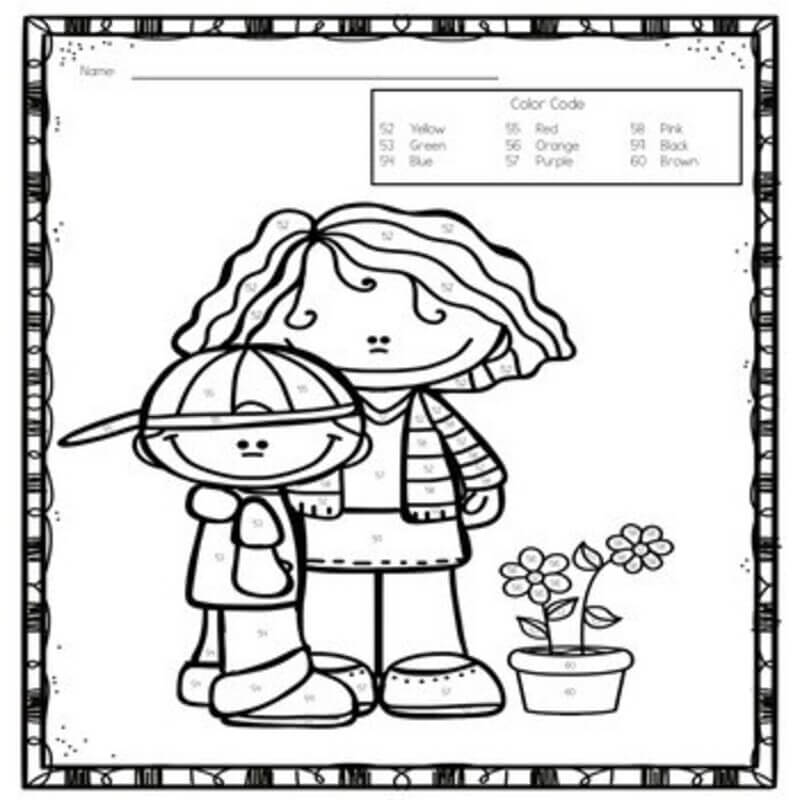Mother and her son color by number