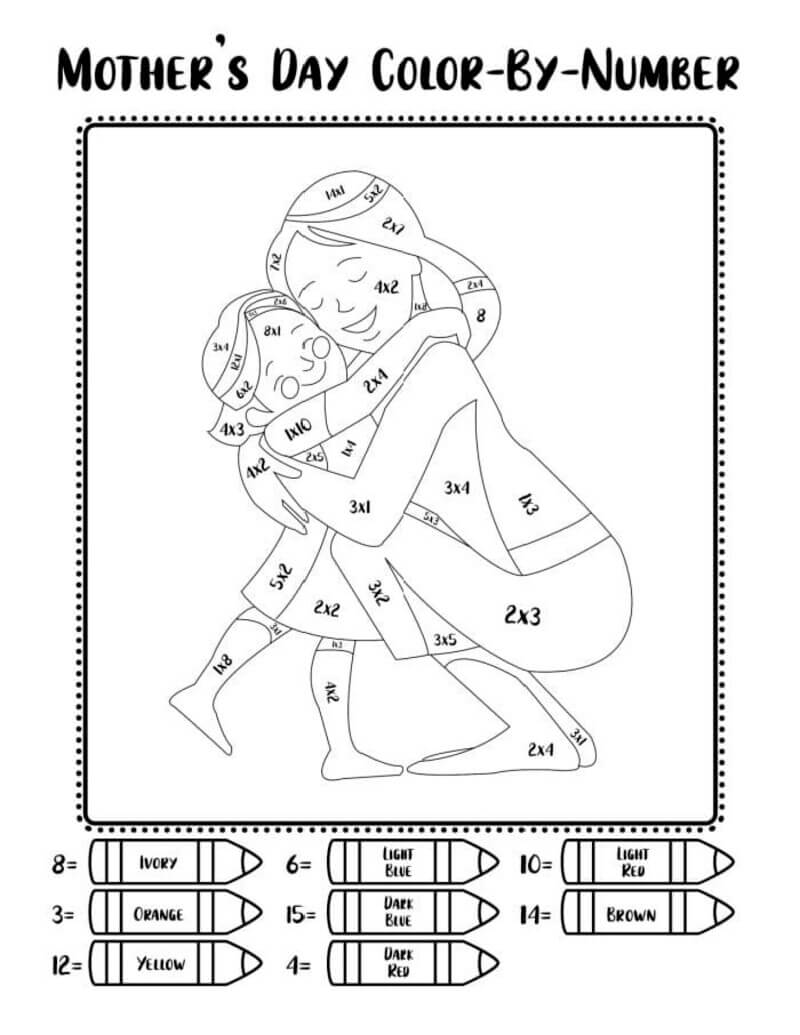 Mothers day color by number