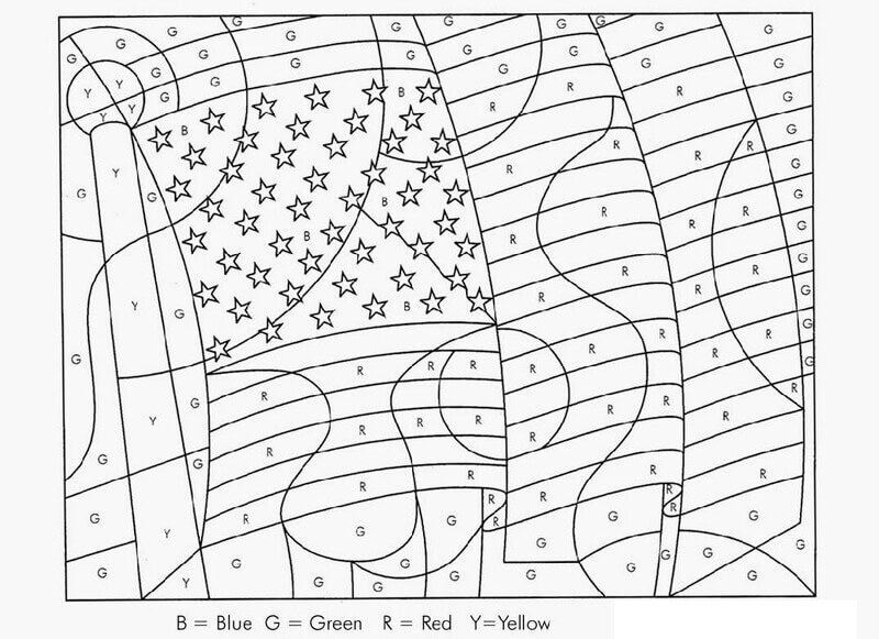 Nice American Flag color by number