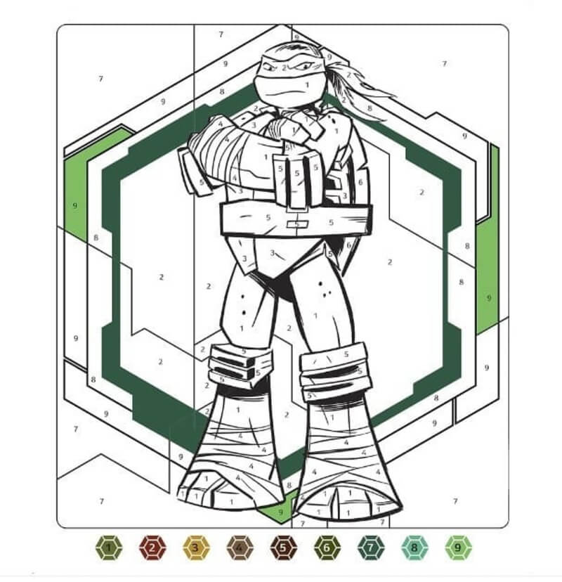 Ninja Turtle color by number Color By Number