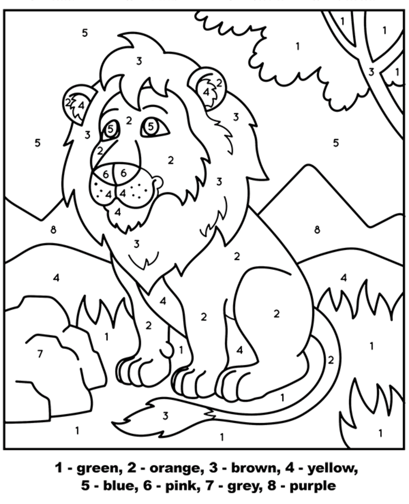 Normal lion color by number