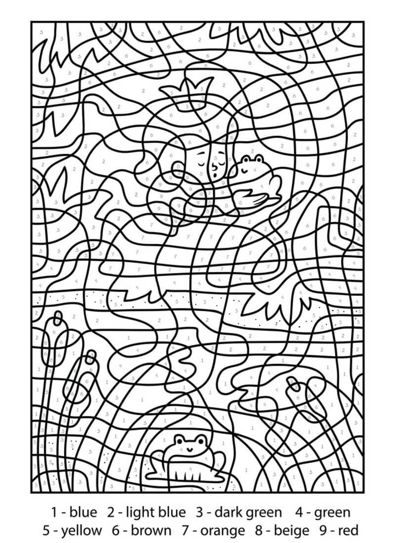 Princess and the Frog color by number