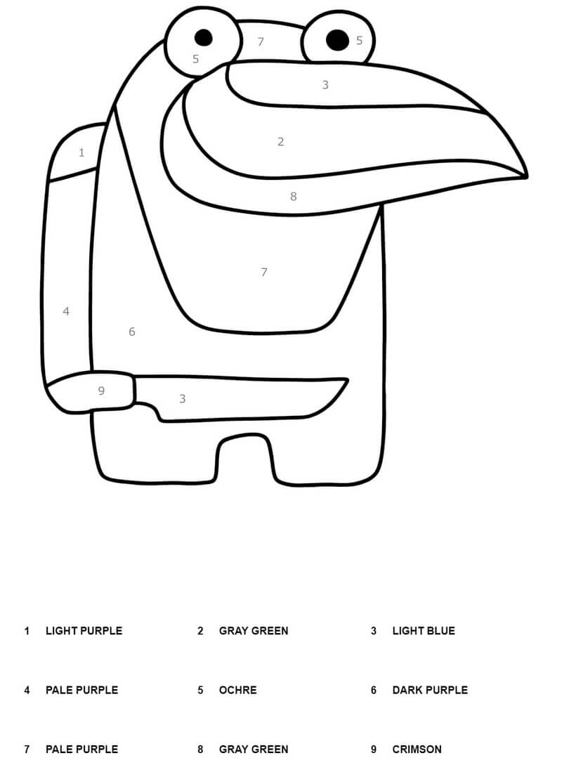 Printable Among us color by number