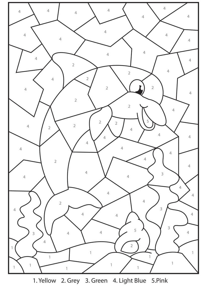 Printable Dolphin color by number
