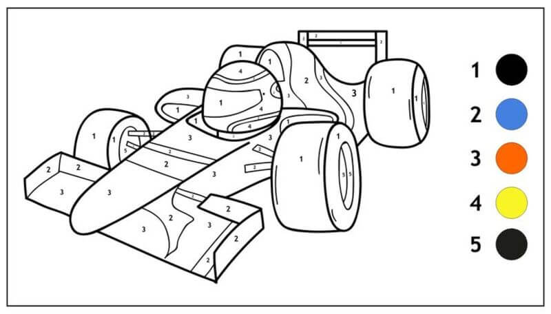 Race car Color By Number