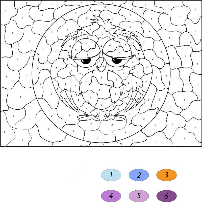 Purple Owl color by number