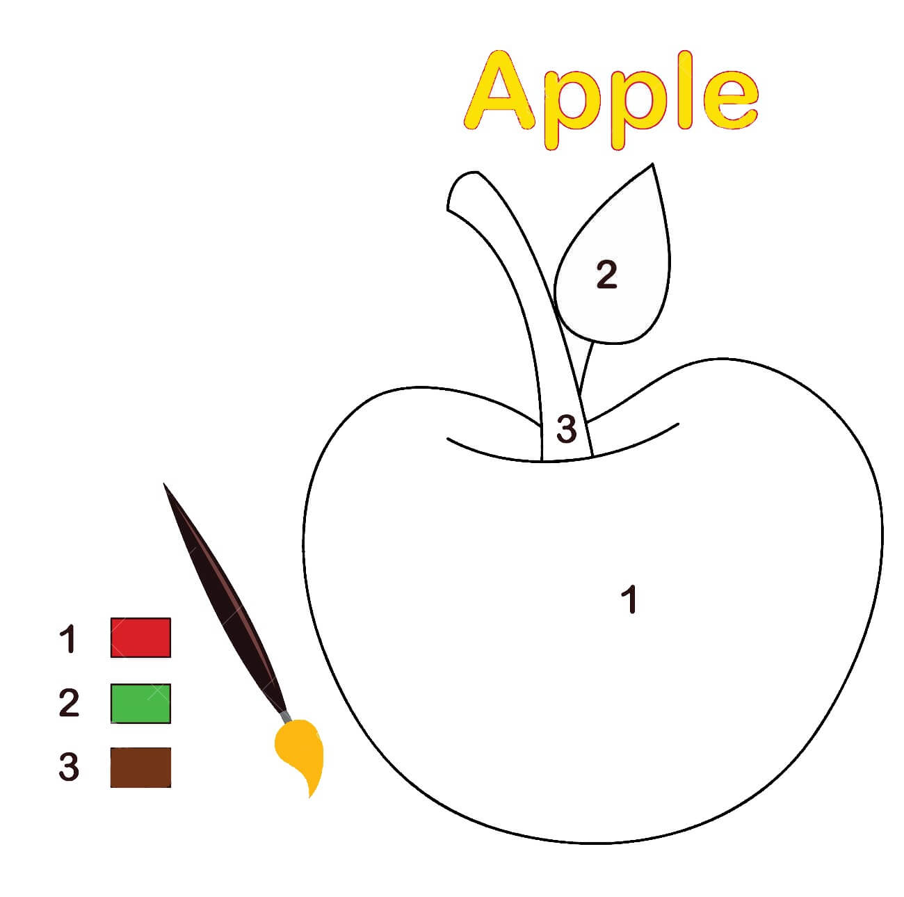 Red Apple color by number