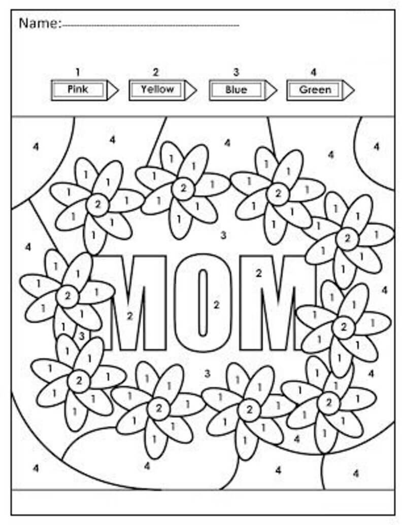 Set of Mother day color by number