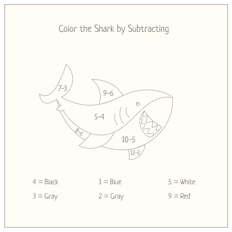 Shark ouline color by number