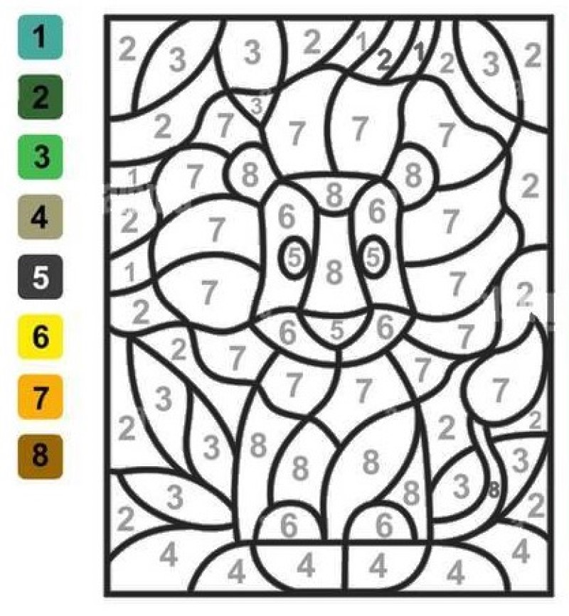 Simple Lion color by number