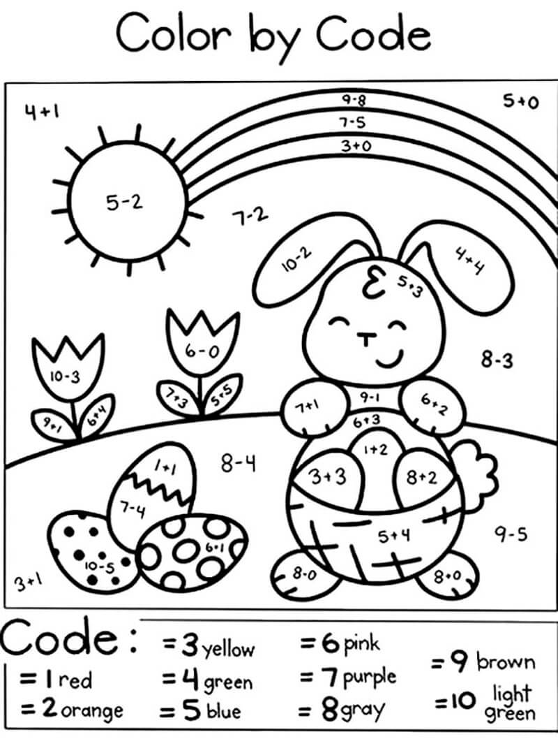 Smiling Easter Bunny color by number
