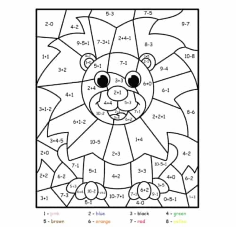 Smiling Lion color by number