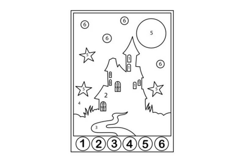 Spooky House color by number