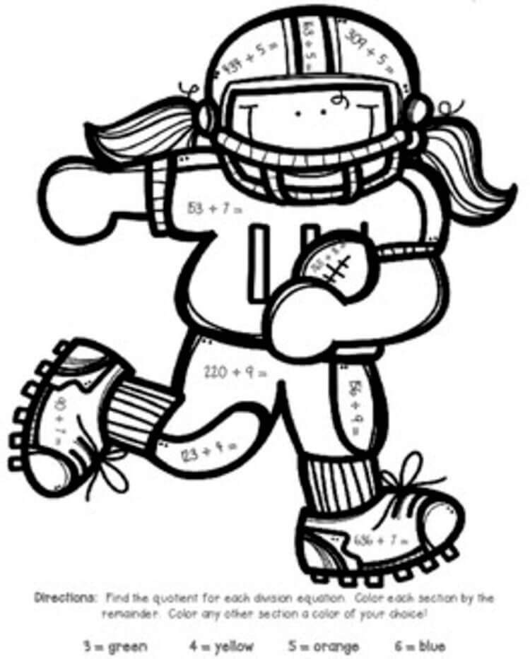 Sports Kids Mutiplication color by number