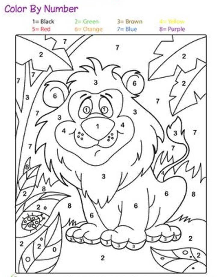 Stupid lion color by number