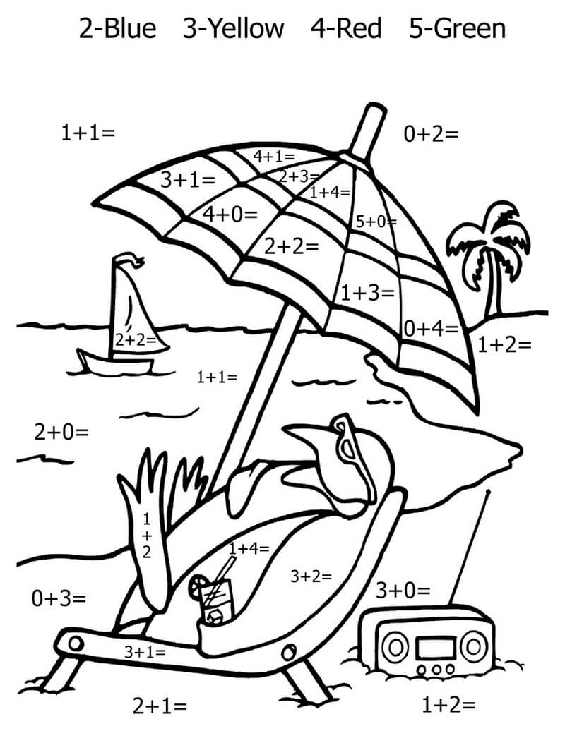 The penguin is on vacation color by number