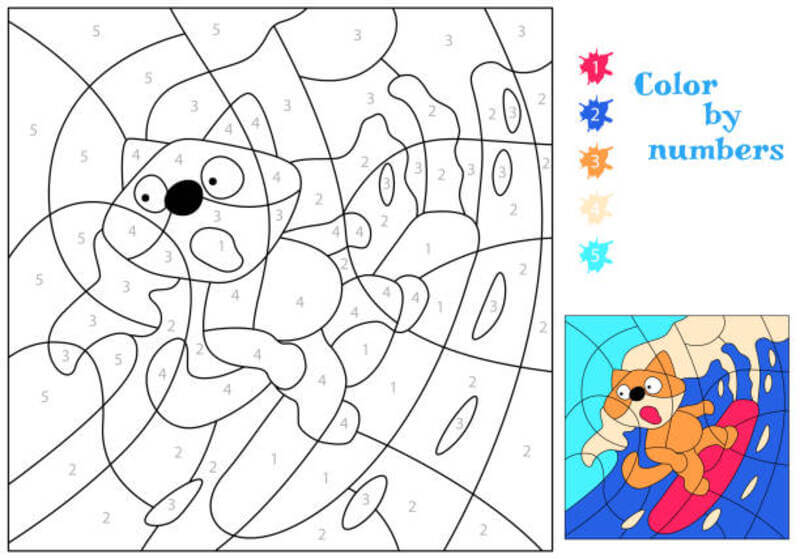 The Wolf is Surfing color by number