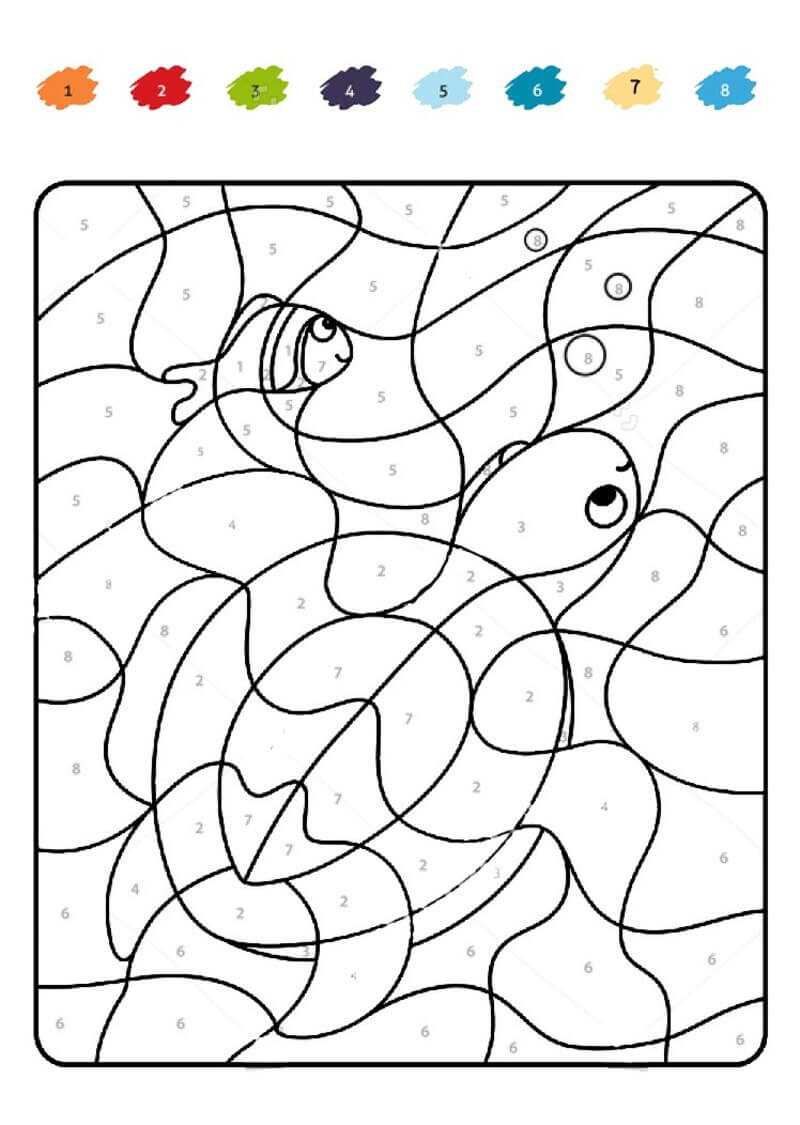 Underwater Turtle color by number Color By Number