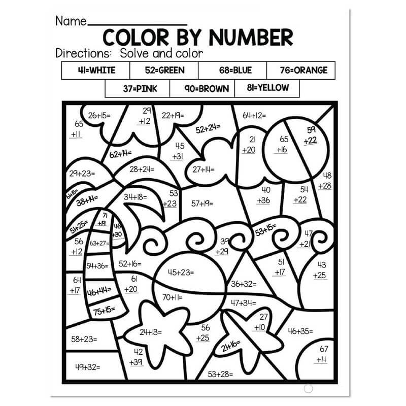 Very Easy summer color by number