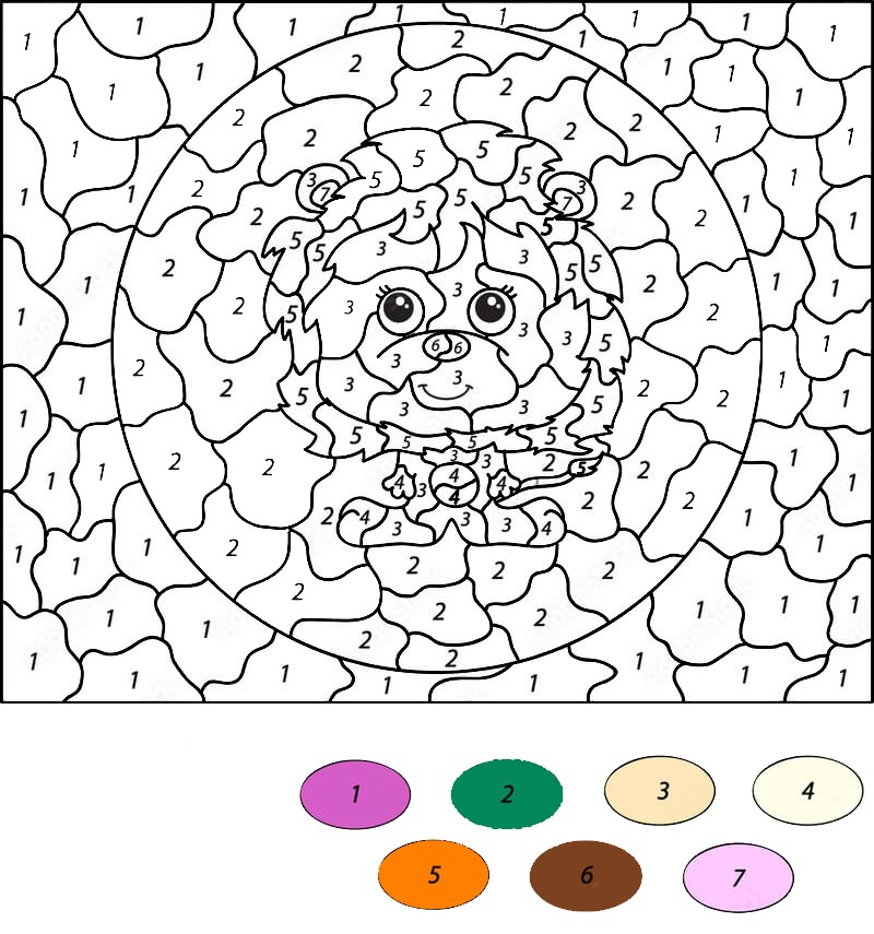 White lion color by number
