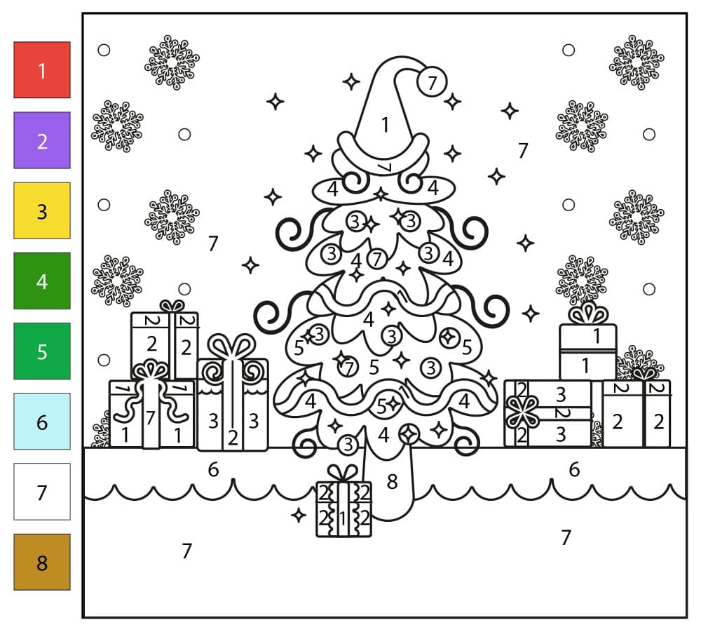 Christmas Tree Free Color By Number