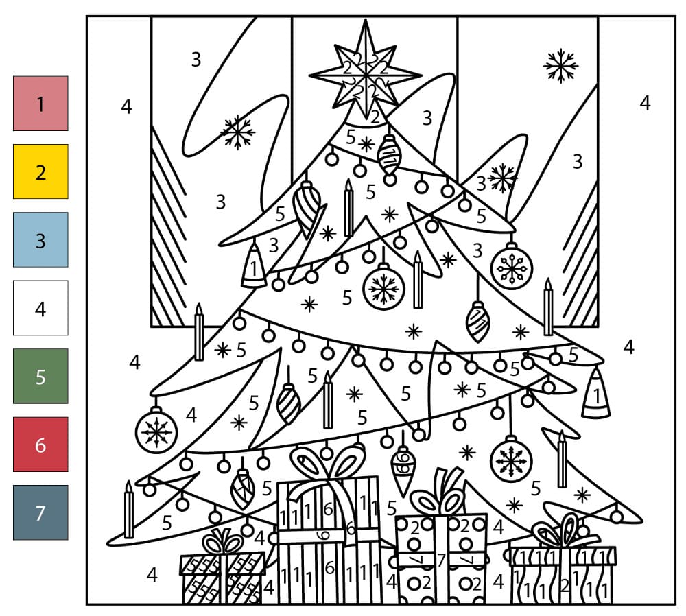 Christmas Tree Print Color By Number