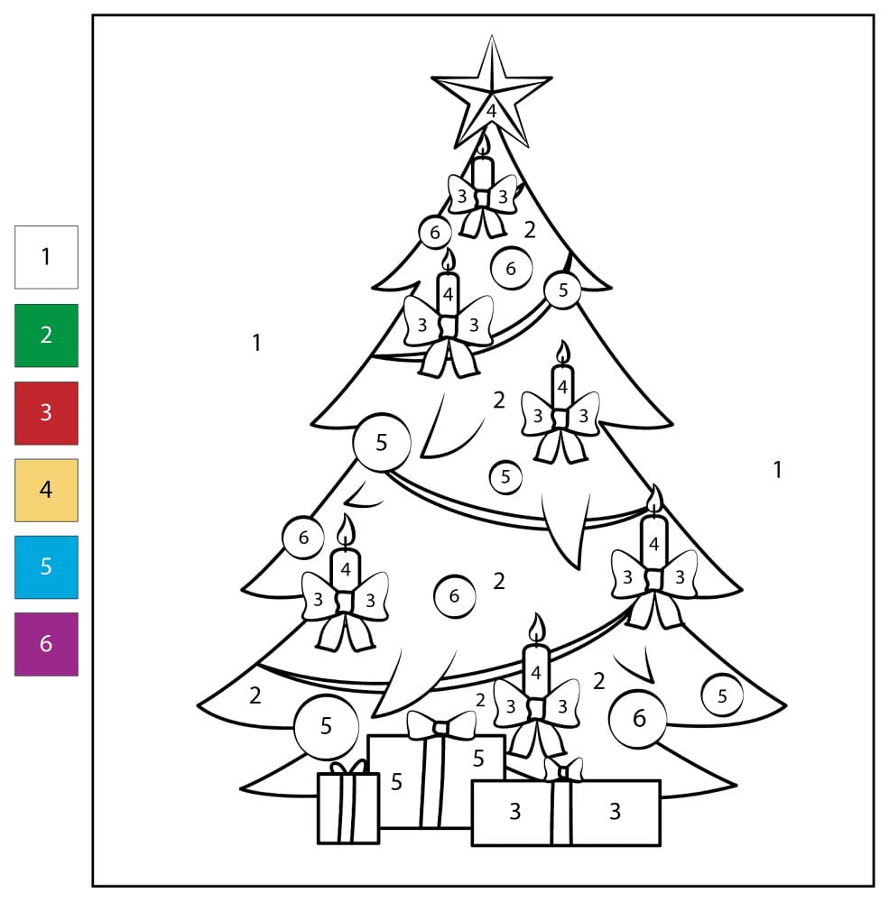 Christmas Tree Printable Color By Number