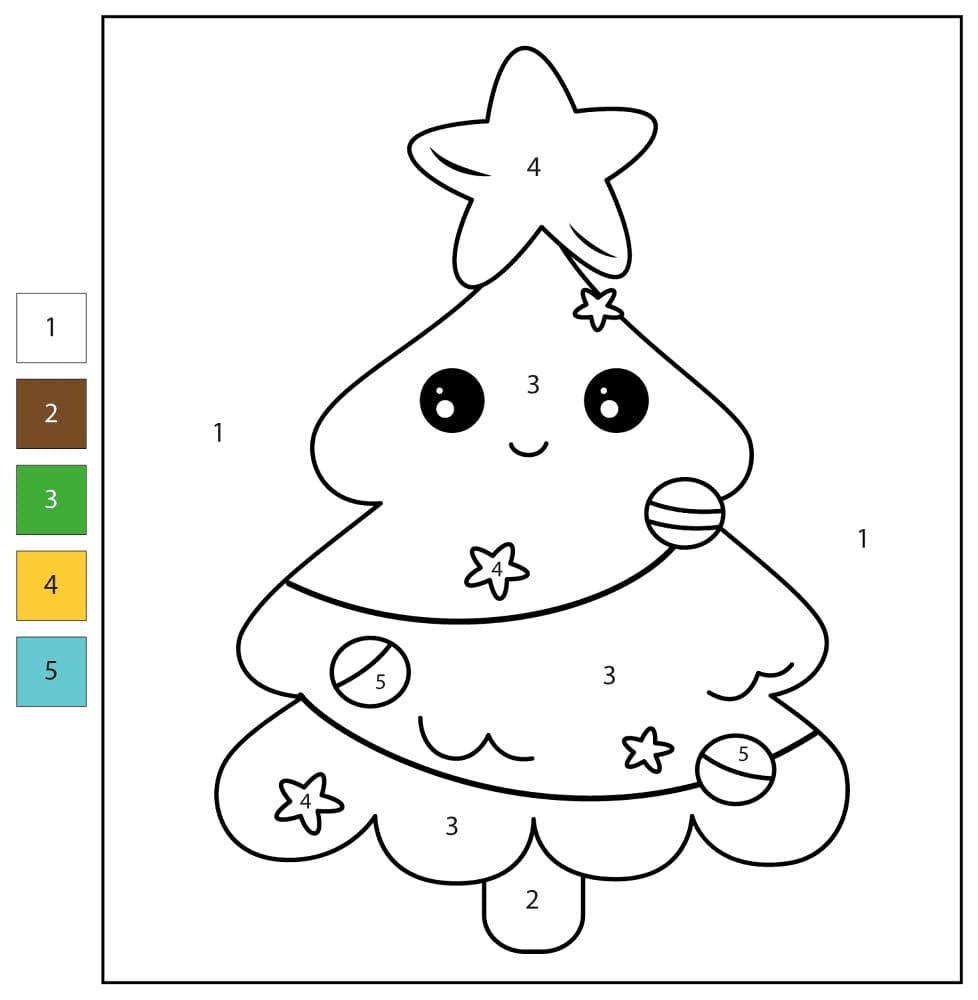 Kawai Christmas Tree Color By Number