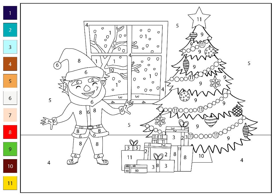 Santa Claus Christmas Tree Color By Number