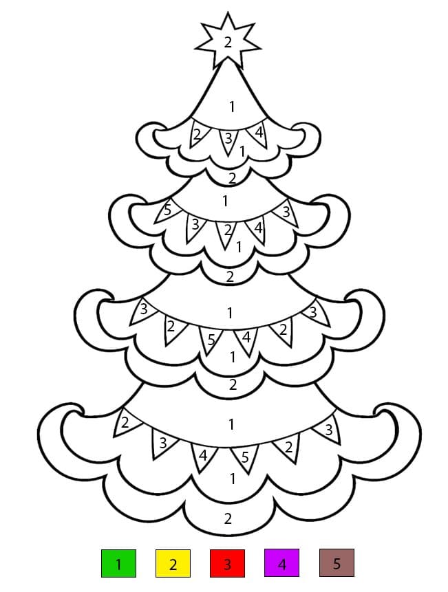 Scalloped Christmas Tree Color By Number