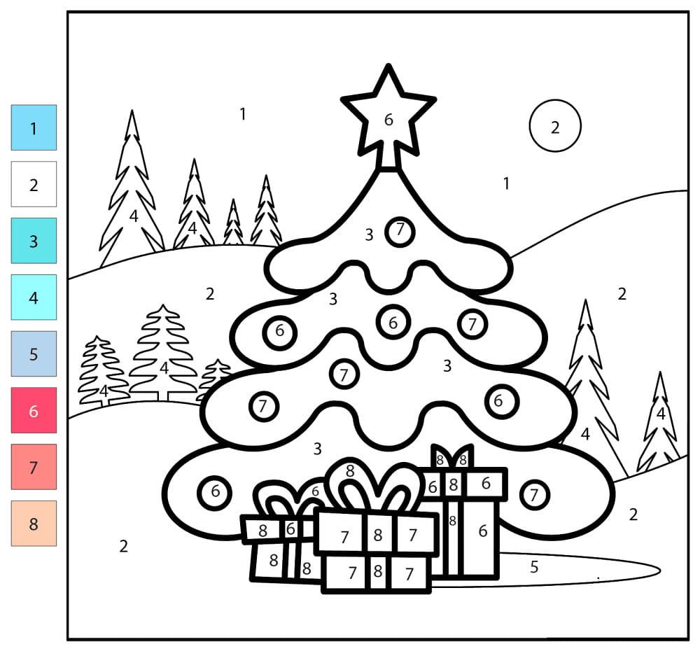 Simple Christmas Tree Color By Number