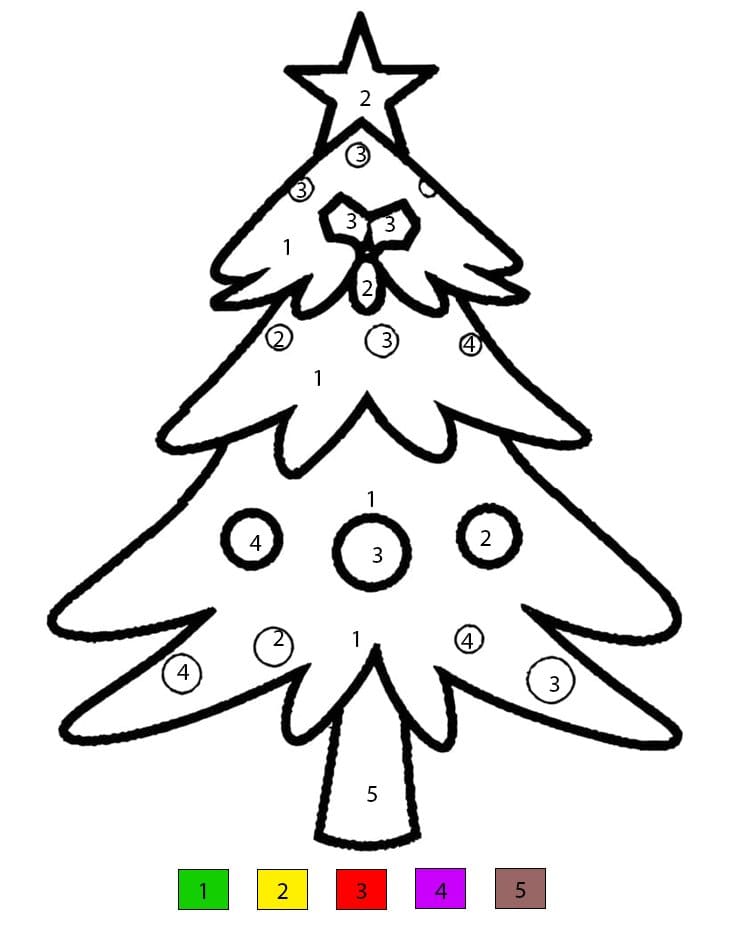 Very Easy Christmas Tree Color By Number