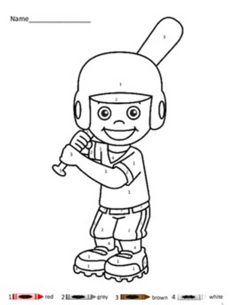 Baseball For kids color by number