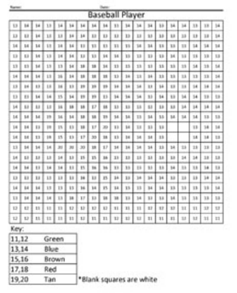 Baseball player color by number