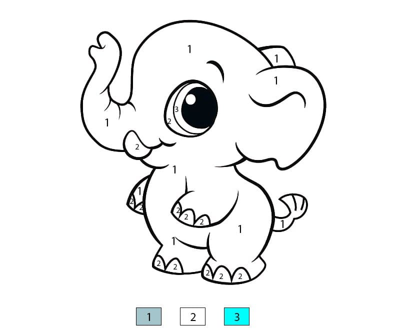 A Baby Elephant Color By Number