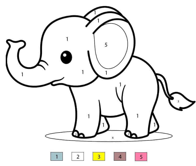 Adorable Elephant Color By Number